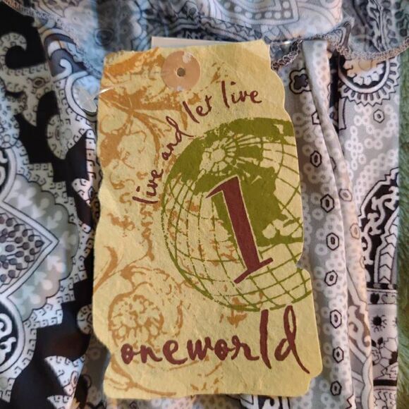 One World Women's Paisley Pattern Embellished Sheath Dress White & Black XL NWT - Picture 8 of 12